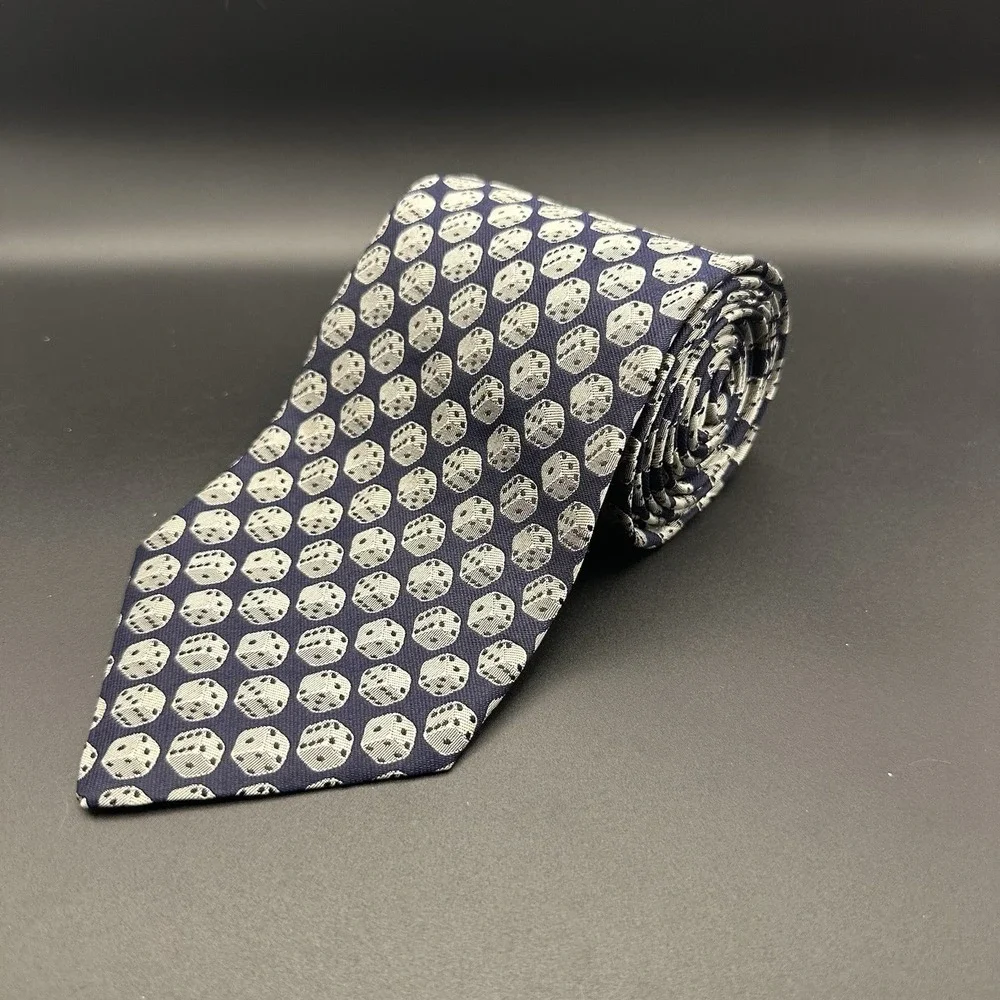 Oliver By Valentino Silk Tie Navy Dice Pattern Made In Italy NWOT